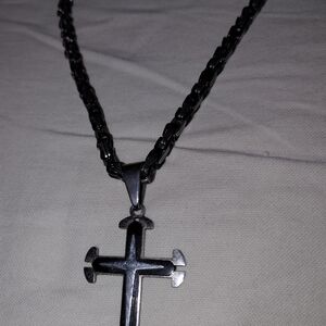 Source Unknown Black Cross Pendant Necklace